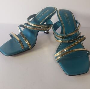 Kenneth Cole New York "Blanche" Teal Slip-on Dress Sandal, Size 8M